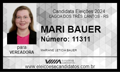 Candidato MARI BAUER 2024 - LAGOA DOS TRÊS CANTOS - Eleições