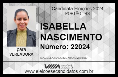 Candidato ISABELLA NASCIMENTO 2024 - PORTÃO - Eleições