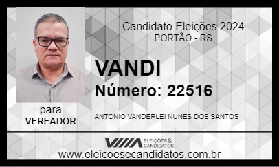 Candidato VANDI 2024 - PORTÃO - Eleições