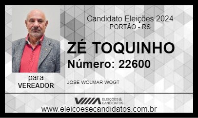 Candidato ZÉ TOQUINHO 2024 - PORTÃO - Eleições