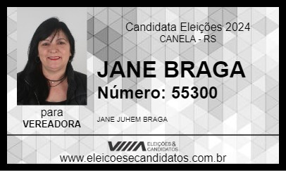 Candidato JANE BRAGA 2024 - CANELA - Eleições