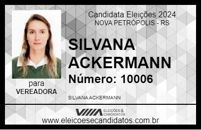 Candidato SILVANA ACKERMANN 2024 - NOVA PETRÓPOLIS - Eleições