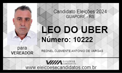 Candidato LEO DO UBER 2024 - GUAPORÉ - Eleições