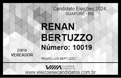 Candidato RENAN BERTUZZO 2024 - GUAPORÉ - Eleições