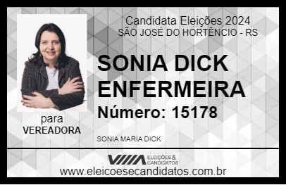 Candidato SONIA DICK ENFERMEIRA 2024 - SÃO JOSÉ DO HORTÊNCIO - Eleições