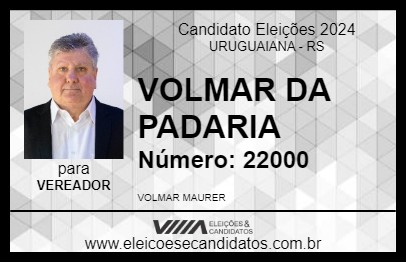 Candidato VOLMAR DA PADARIA 2024 - URUGUAIANA - Eleições