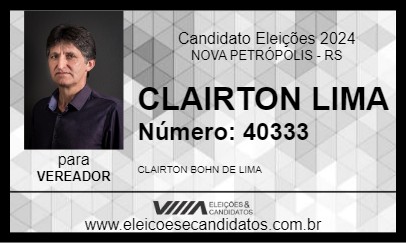 Candidato CLAIRTON LIMA 2024 - NOVA PETRÓPOLIS - Eleições