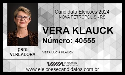 Candidato VERA KLAUCK 2024 - NOVA PETRÓPOLIS - Eleições