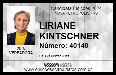 Candidato LIRIANE KINTSCHNER 2024 - NOVA PETRÓPOLIS - Eleições