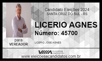 Candidato LICERIO AGNES 2024 - SANTA CRUZ DO SUL - Eleições