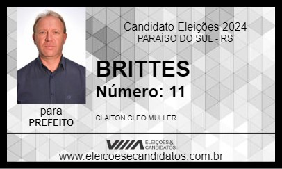 Candidato BRITTES 2024 - PARAÍSO DO SUL - Eleições