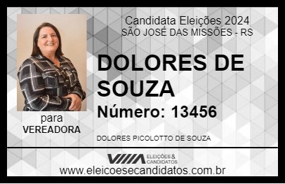 Candidato DOLORES DE SOUZA 2024 - SÃO JOSÉ DAS MISSÕES - Eleições