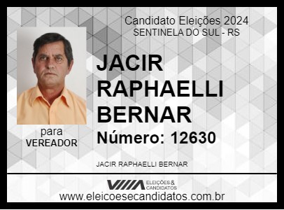 Candidato JACIR RAPHAELLI BERNAR 2024 - SENTINELA DO SUL - Eleições