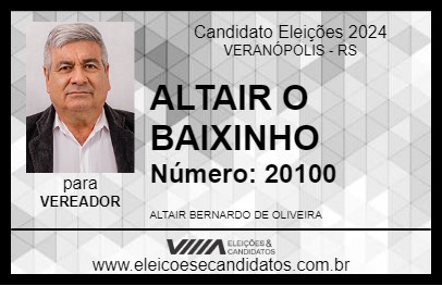 Candidato ALTAIR O BAIXINHO 2024 - VERANÓPOLIS - Eleições