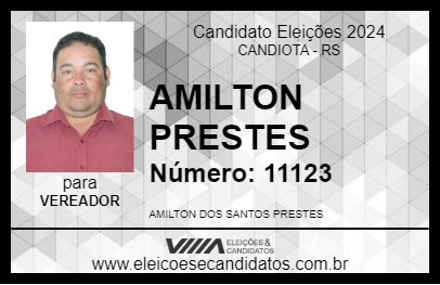 Candidato AMILTON PRESTES 2024 - CANDIOTA - Eleições