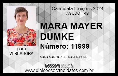 Candidato MARA MAYER DUMKE 2024 - AGUDO - Eleições