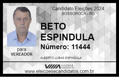 Candidato BETO ESPINDULA 2024 - BOSSOROCA - Eleições