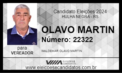 Candidato OLAVO MARTIN 2024 - HULHA NEGRA - Eleições