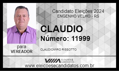 Candidato CLAUDIO 2024 - ENGENHO VELHO - Eleições