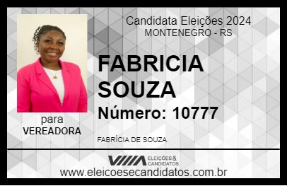 Candidato FABRICIA SOUZA 2024 - MONTENEGRO - Eleições