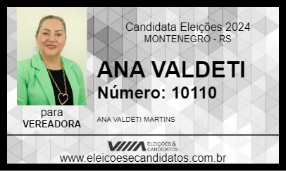 Candidato ANA VALDETI 2024 - MONTENEGRO - Eleições