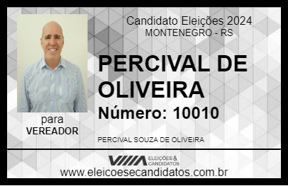 Candidato PERCIVAL DE OLIVEIRA 2024 - MONTENEGRO - Eleições