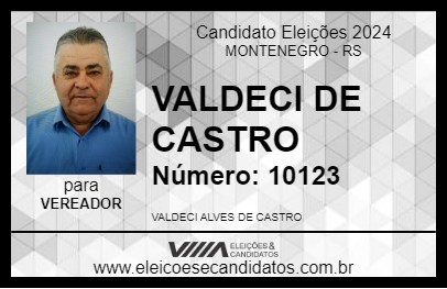 Candidato VALDECI DE CASTRO 2024 - MONTENEGRO - Eleições