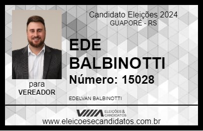 Candidato EDE BALBINOTTI 2024 - GUAPORÉ - Eleições