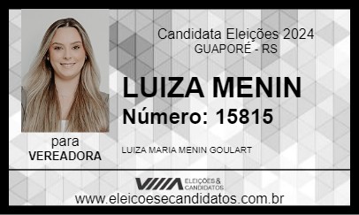 Candidato LUIZA MENIN 2024 - GUAPORÉ - Eleições