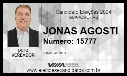 Candidato JONAS AGOSTI 2024 - GUAPORÉ - Eleições