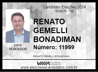 Candidato RENATO GEMELLI BONADIMAN 2024 - SEBERI - Eleições