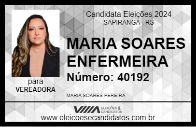 Candidato MARIA SOARES ENFERMEIRA 2024 - SAPIRANGA - Eleições