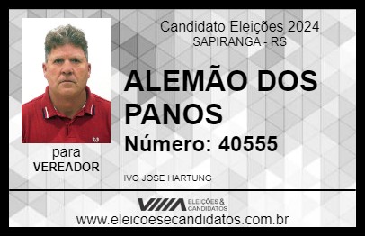 Candidato ALEMÃO DOS PANOS 2024 - SAPIRANGA - Eleições