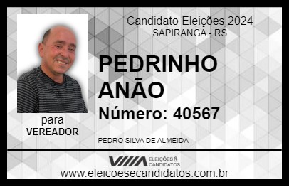 Candidato PEDRINHO ANÃO 2024 - SAPIRANGA - Eleições