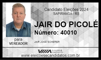 Candidato JAIR DO PICOLÉ 2024 - SAPIRANGA - Eleições