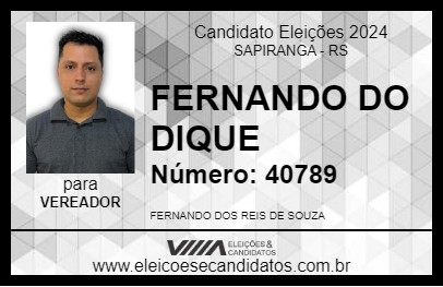 Candidato FERNANDO DO DIQUE 2024 - SAPIRANGA - Eleições