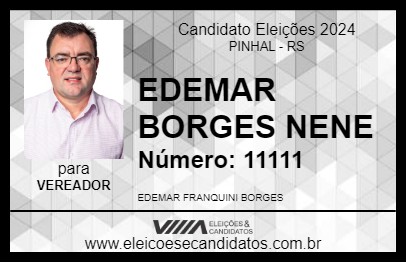 Candidato EDEMAR BORGES NENE 2024 - PINHAL - Eleições