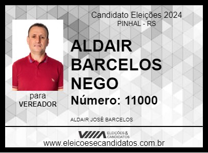 Candidato ALDAIR BARCELOS NEGO 2024 - PINHAL - Eleições