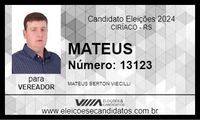 Candidato MATEUS 2024 - CIRÍACO - Eleições