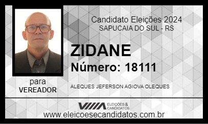 Candidato ZIDANE 2024 - SAPUCAIA DO SUL - Eleições