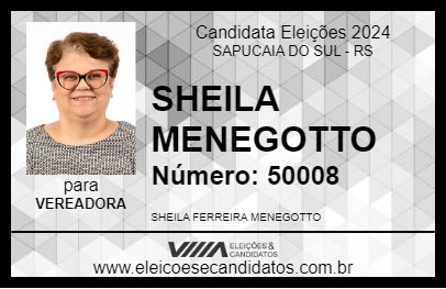 Candidato SHEILA MENEGOTTO 2024 - SAPUCAIA DO SUL - Eleições