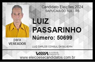 Candidato LUIZ PASSARINHO 2024 - SAPUCAIA DO SUL - Eleições