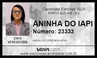 Candidato ANINHA DO IAPI 2024 - PORTO ALEGRE - Eleições