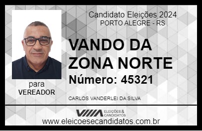 Candidato VANDO DA ZONA NORTE 2024 - PORTO ALEGRE - Eleições