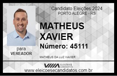 Candidato MATHEUS XAVIER 2024 - PORTO ALEGRE - Eleições