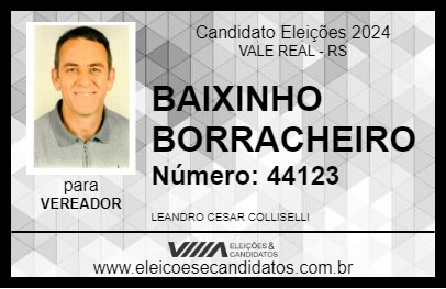 Candidato BAIXINHO DA BORRACHARIA 2024 - VALE REAL - Eleições