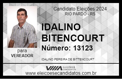 Candidato IDALINO BITENCOURT 2024 - RIO PARDO - Eleições