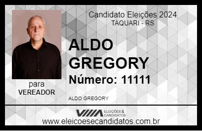 Candidato ALDO GREGORY 2024 - TAQUARI - Eleições