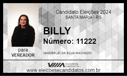 Candidato BILLY 2024 - SANTA MARIA - Eleições