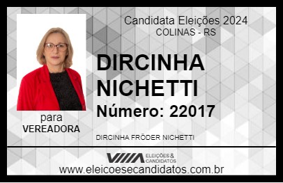 Candidato DIRCINHA NICHETTI 2024 - COLINAS - Eleições